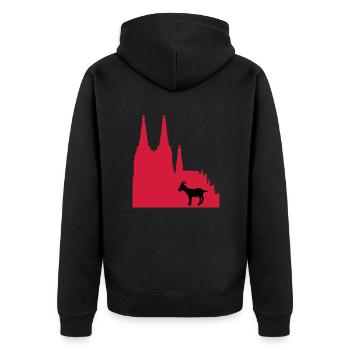 stadt_koeln - Unisex Premium Organic Zip Hoodie - black - Back - Nico (187cm)
