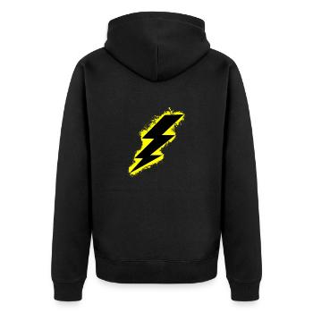 Bolt lightning yellow and black outline - Unisex Premium Organic Zip Hoodie - black - Back - Nico (187cm)
