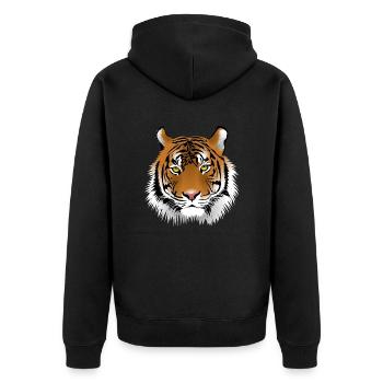 Tiger - Unisex Premium Bio Zip Hoodie - Schwarz - Hinten - Nico (187cm)