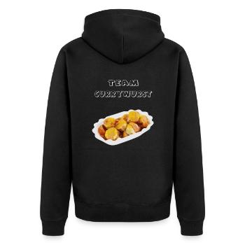 Team Currywurst - Unisex Premium Bio Zip Hoodie - Schwarz - Hinten - Nico (187cm)
