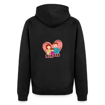 Mom and Dad! The dear family in one heart - Unisex Premium Organic Zip Hoodie - black - Back - Nico (187cm)