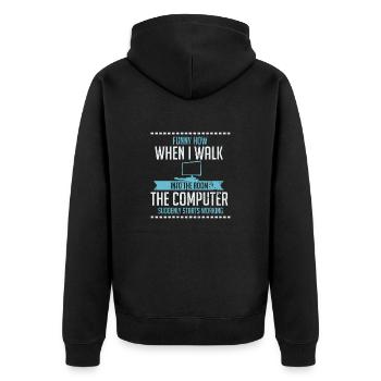 Computer Geek Shirt: Tech Support I Software - Unisex Premium Organic Zip Hoodie - black - Back - Nico (187cm)