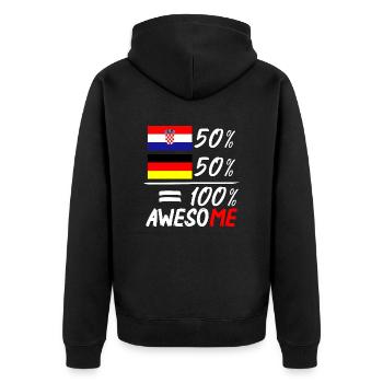 50% Kroatisch 50% Deutsch - Unisex Premium Bio Zip Hoodie - Schwarz - Hinten - Nico (187cm)