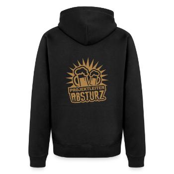 Projektleiter Absturz - Unisex Premium Bio Zip Hoodie - Schwarz - Hinten - Nico (187cm)