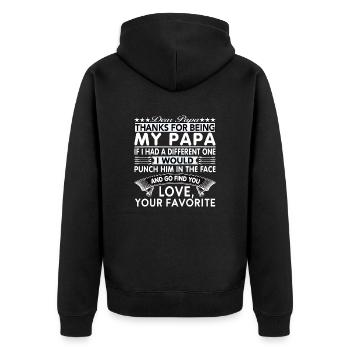 Dear Papa... - Unisex Premium Organic Zip Hoodie - black - Back - Nico (187cm)