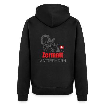 Zermatt Matterhorn Schweiz Hoodie drucken - Unisex Premium Bio Zip Hoodie - Schwarz - Hinten - Nico (187cm)
