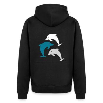 Dolphin dolphin - Unisex Premium Organic Zip Hoodie - black - Back - Nico (187cm)