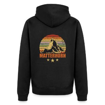 Matterhorn BytheManzanitas - Unisex Premium Bio Zip Hoodie - Schwarz - Hinten - Nico (187cm)