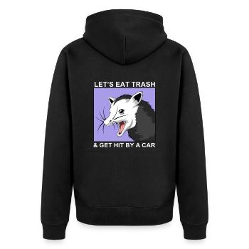 Opossum - Unisex Premium Bio Zip Hoodie - Schwarz - Hinten - Nico (187cm)