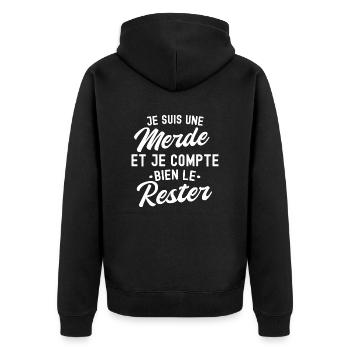 humour - je suis une merde - Veste à capuche bio Premium Unisexe - noir - Dos - Nico (187cm)