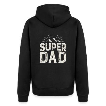 SUPER DAD, Father's Day Gift - Unisex Premium Organic Zip Hoodie - black - Back - Nico (187cm)