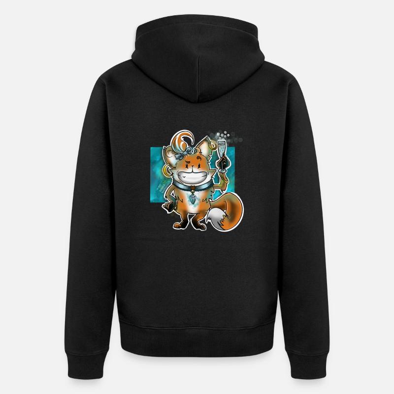 Prost Mahlzeit mit Fuchs - Unisex Premium Bio Zip Hoodie - Schwarz