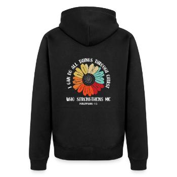 Christliche Sprüche - Unisex Premium Bio Zip Hoodie - Schwarz - Hinten - Nico (187cm)