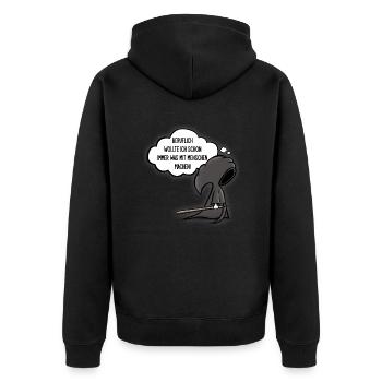 Beruflich wollte ich schon immer was mit Menschen - Unisex Premium Bio Zip Hoodie - Schwarz - Hinten - Nico (187cm)