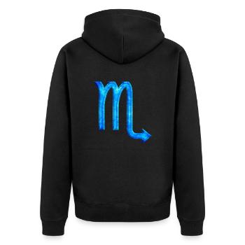 Skorpion Tierkreis - Unisex Premium Bio Zip Hoodie - Schwarz - Hinten - Nico (187cm)
