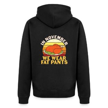 In November We Wear Fat - Unisex Premium Organic Zip Hoodie - black - Back - Nico (187cm)