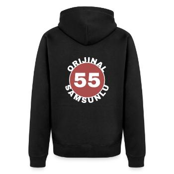 Samsun - Unisex Premium Bio Zip Hoodie - Schwarz - Hinten - Nico (187cm)