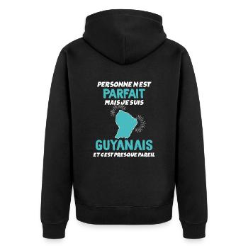 Le Guyanais Parfait Citation Drôle Guyane - Veste à capuche bio Premium Unisexe - noir - Dos - Nico (187cm)