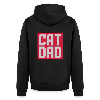 Shield Cat Dad Design - Unisex Premium Organic Zip Hoodie - black - Back - Nico (187cm)