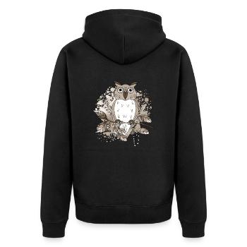 Vogel - Unisex Premium Bio Zip Hoodie - Schwarz - Hinten - Nico (187cm)