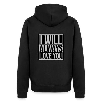 I will always love - Unisex Premium Organic Zip Hoodie - black - Back - Nico (187cm)