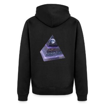 Vollmond Pyramide - Unisex Premium Bio Zip Hoodie - Schwarz - Hinten - Nico (187cm)