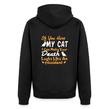 Wenn du MEINE Katze verletzt - FUNNY Love Cats - Unisex Premium Bio Zip Hoodie - Schwarz - Hinten - Nico (187cm)