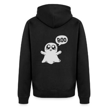Angst einjagen Boo Geist - Unisex Premium Bio Zip Hoodie - Schwarz - Hinten - Nico (187cm)