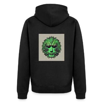 The Green Man - Unisex Premium Organic Zip Hoodie - black - Back - Nico (187cm)