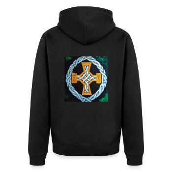 Celtic Cross - Unisex Premium Organic Zip Hoodie - black - Back - Nico (187cm)