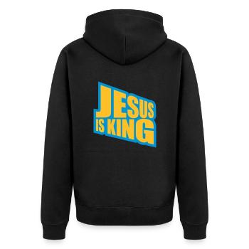 Citation de Jésus est roi - Veste à capuche bio Premium Unisexe - noir - Dos - Nico (187cm)