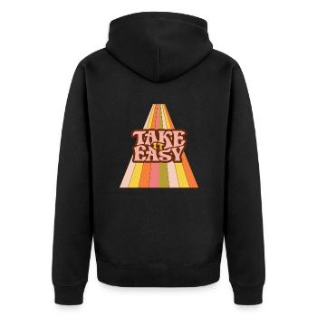 Take it Easy - Unisex Premium Bio Zip Hoodie - Schwarz - Hinten - Nico (187cm)