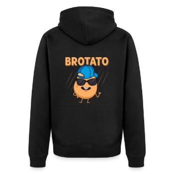 Brotato Potato Vegetable - Unisex Premium Bio Zip Hoodie - Schwarz - Hinten - Nico (187cm)
