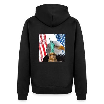 USA, Statue of Liberty and Eagle. - Unisex Premium Organic Zip Hoodie - black - Back - Nico (187cm)