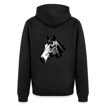 Pferd Skizze Bleistift Pferde Tier Porträts 2 - Unisex Premium Bio Zip Hoodie - Schwarz - Hinten - Nico (187cm)