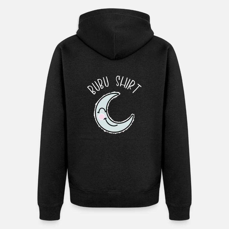 Bubu Sleeping Moon Gift Idea - Unisex Premium Organic Zip Hoodie - black
