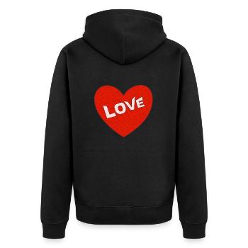 Love Heart - Unisex Premium Bio Zip Hoodie - Schwarz - Hinten - Nico (187cm)