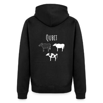 Quantencomputing mit Kühen Lustig Geschenk Kuhbit - Unisex Premium Bio Zip Hoodie - Schwarz - Hinten - Nico (187cm)