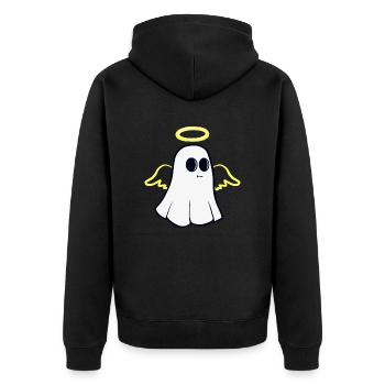 Schutzengel Gespenst - Unisex Premium Bio Zip Hoodie - Schwarz - Hinten - Nico (187cm)