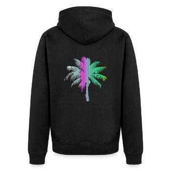Tropical Beach Paradise Palm Trees Rainbow 3 - Unisex Premium Organic Zip Hoodie - black - Back - Nico (187cm)