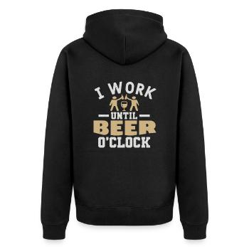 JE TRAVAILLE JUSQU’À BEER O CLOCK - Veste à capuche bio Premium Unisexe - noir - Dos - Nico (187cm)