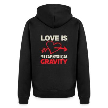 L’AMOUR EST GRAVITÉ MÉTAPHYSIQUE - Veste à capuche bio Premium Unisexe - noir - Dos - Nico (187cm)