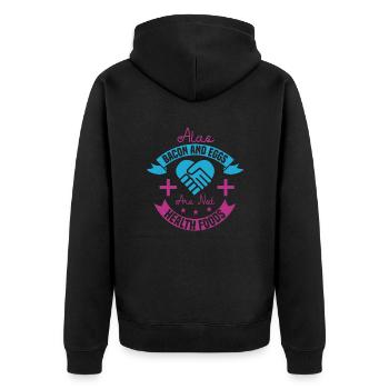LEIDER SPECK UND EIER SIND KEINE GESUNDEN LEBENSMITTEL - Unisex Premium Bio Zip Hoodie - Schwarz - Hinten - Nico (187cm)