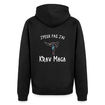 je peux pas j'ai krav maga - Veste à capuche bio Premium Unisexe - noir - Dos - Nico (187cm)