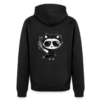 Cute Skunk Stinker with Sunglasses black and white - Unisex Premium Organic Zip Hoodie - black - Back - Nico (187cm)