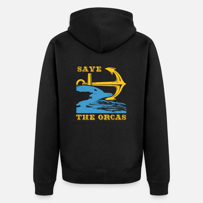 SAVE DOLPHINS THE ORCAS - Unisex Premium Organic Zip Hoodie - black