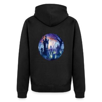 Graveyard - Unisex Premium Organic Zip Hoodie - black - Back - Nico (187cm)
