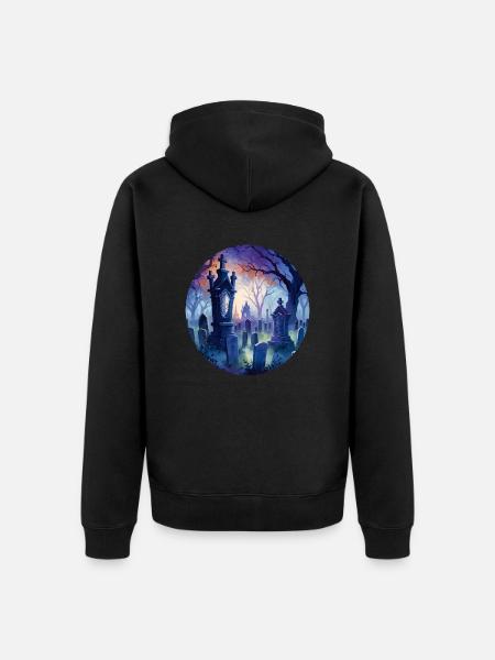 Graveyard - Unisex Premium Organic Zip Hoodie - black