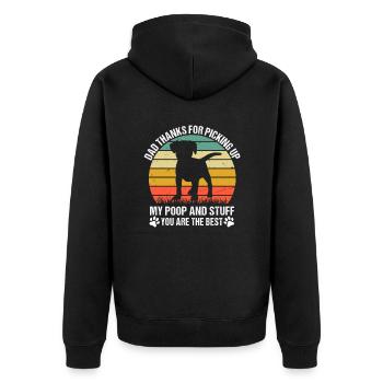 Papa merci d’avoir ramassé mon caca et mes affaires - Veste à capuche bio Premium Unisexe - noir - Dos - Nico (187cm)