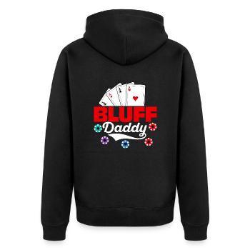 Bluff Daddy Poker Card Player - Unisex Premium Bio Zip Hoodie - Schwarz - Hinten - Nico (187cm)